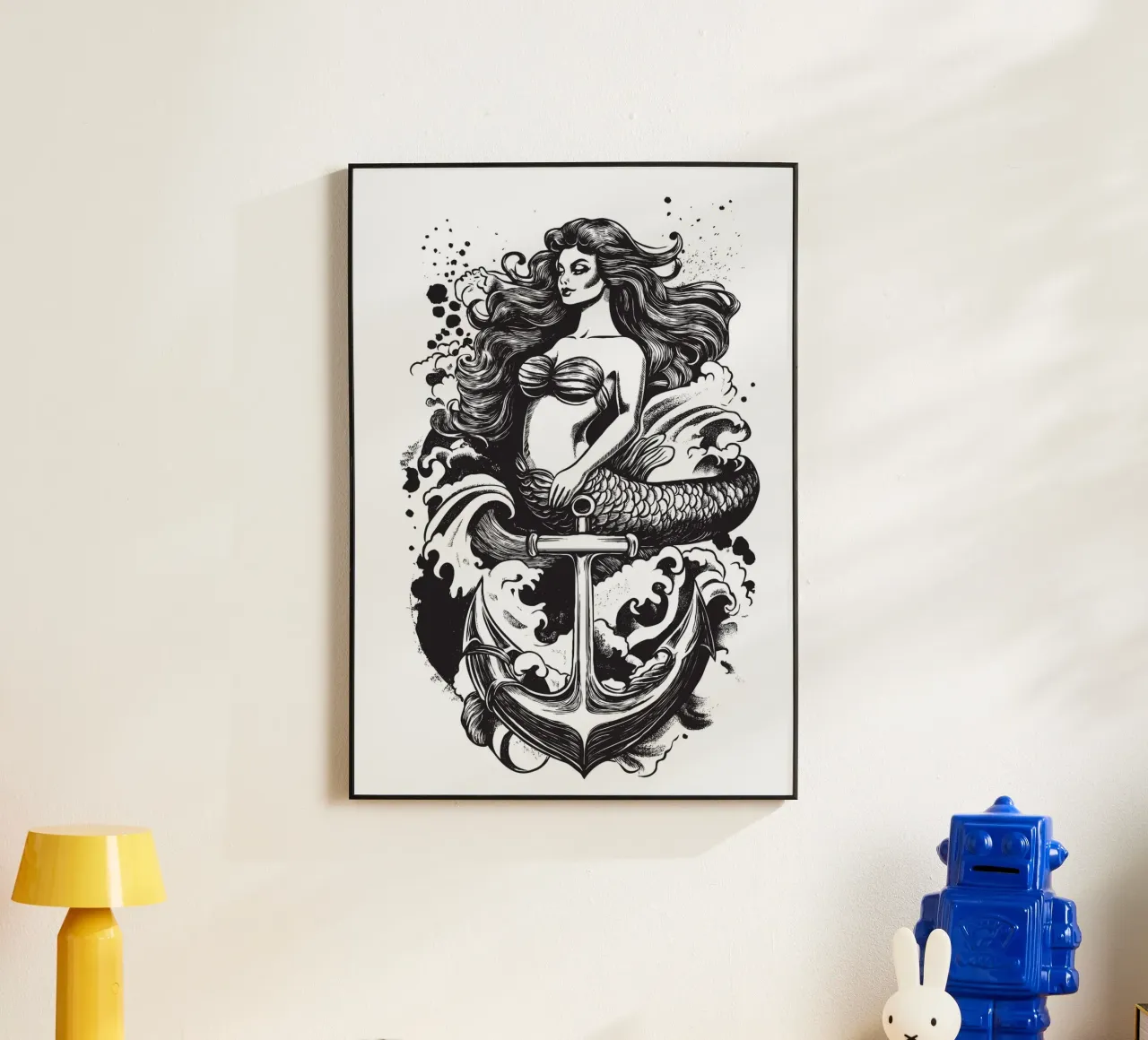 Sirena con ancora alluminio dibond da pixelbull - medieval art and more