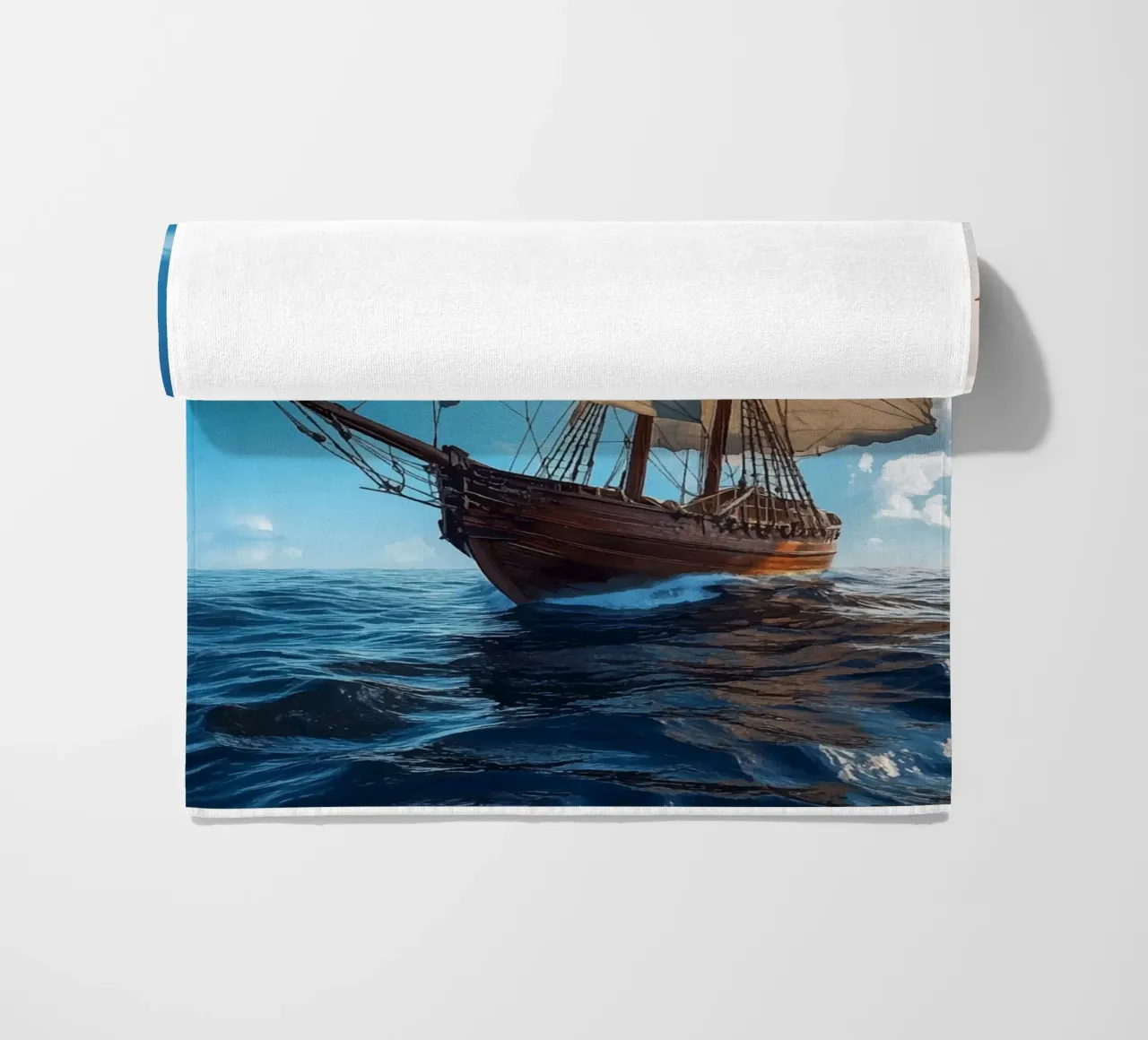 Barca a vela a tutta velocità in alto mare telo mare da pixelbull - medieval art and more