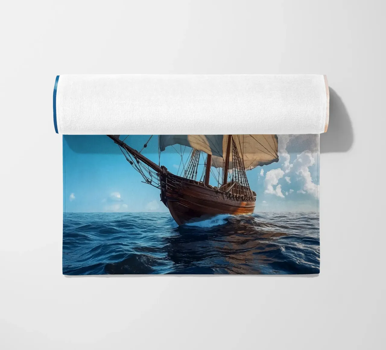 Barca a vela a tutta velocità in alto mare telo mare da pixelbull - medieval art and more