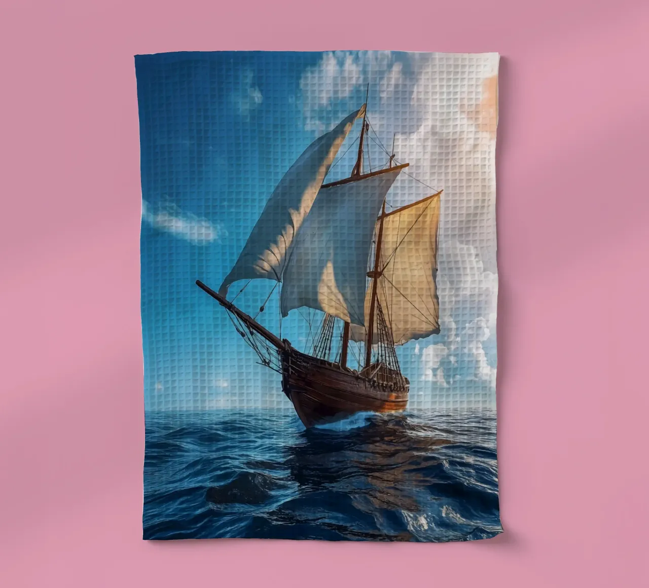 Barca a vela a tutta velocità in alto mare canovaccio da cucina da pixelbull - medieval art and more