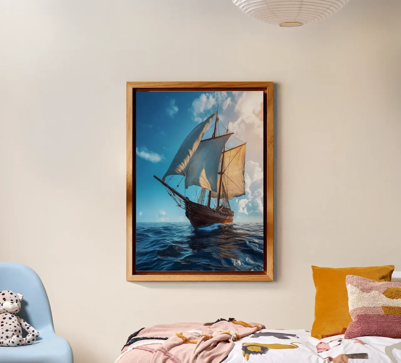 Barca a vela a tutta velocità in alto mare alluminio dibond da pixelbull - medieval art and more