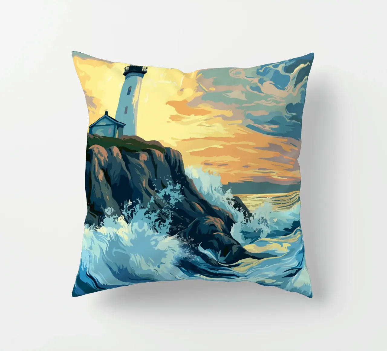 Faro in tempesta cuscino da pixelbull - medieval art and more