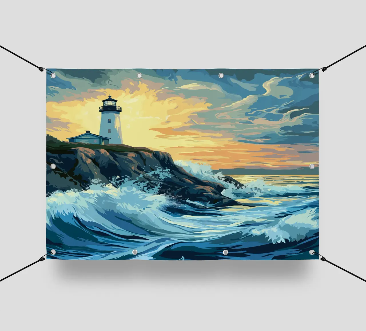 Faro in tempesta telo in pvc da pixelbull - medieval art and more