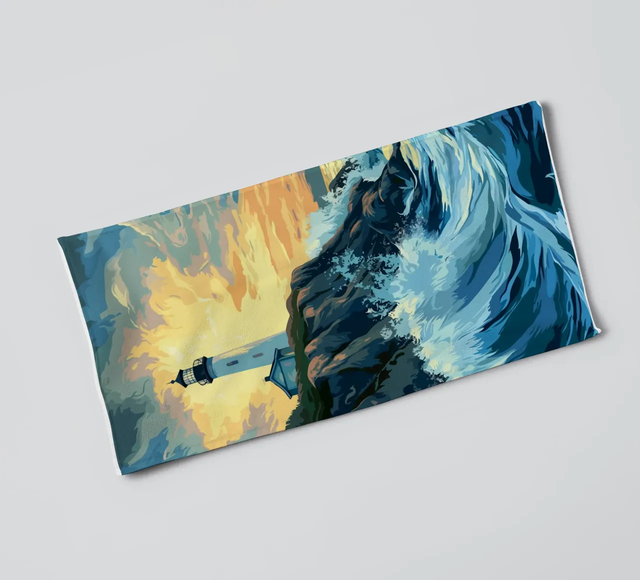 Faro in tempesta asciugamano da bagno da pixelbull - medieval art and more