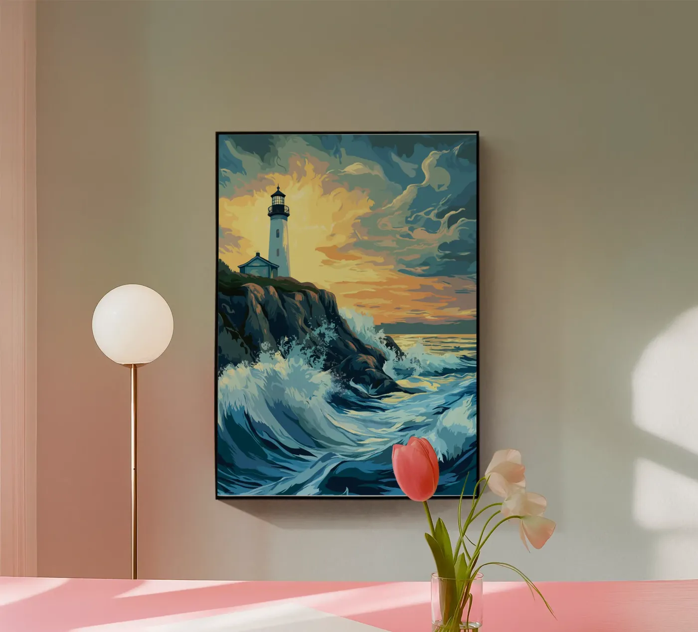 Faro in tempesta plexiglass da pixelbull - medieval art and more