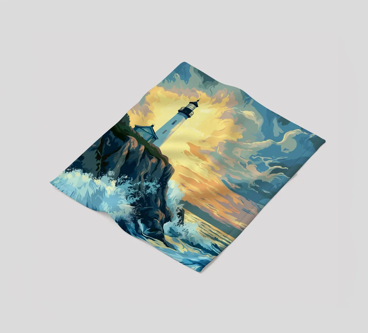 Faro in tempesta coperta in pile da pixelbull - medieval art and more