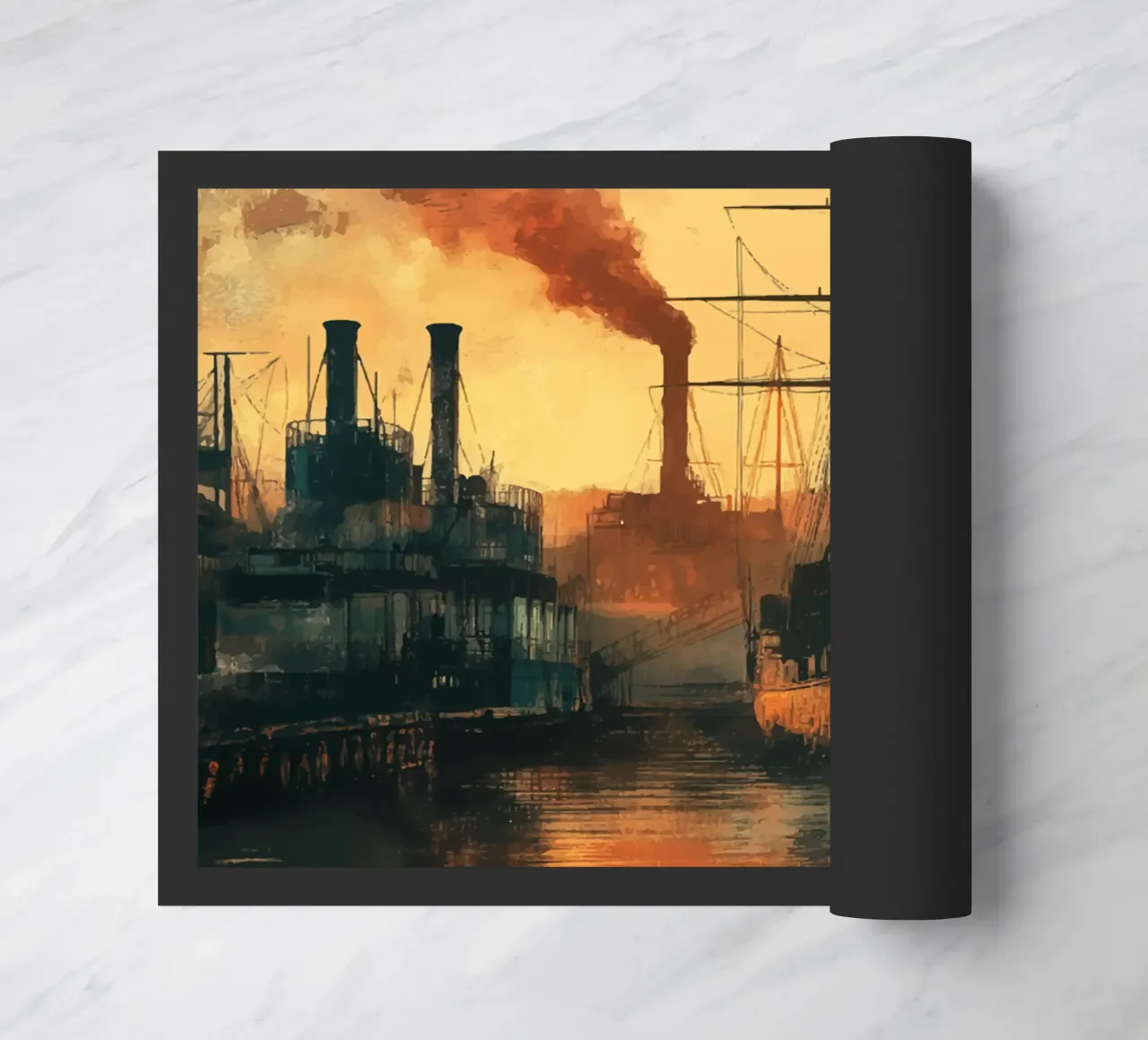 Industrial harbour in the evening light doormat by pixelbull - medieval art and more