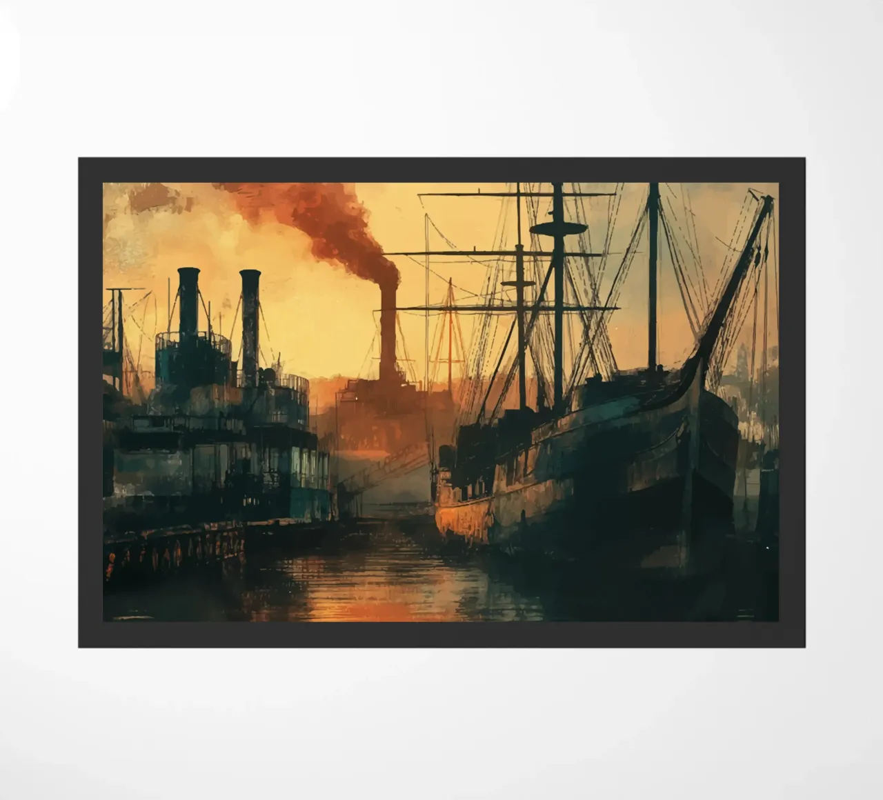 Industrial harbour in the evening light doormat by pixelbull - medieval art and more
