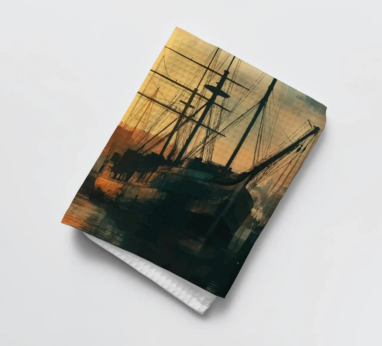 Port industriel au crépuscule torchon de pixelbull - medieval art and more
