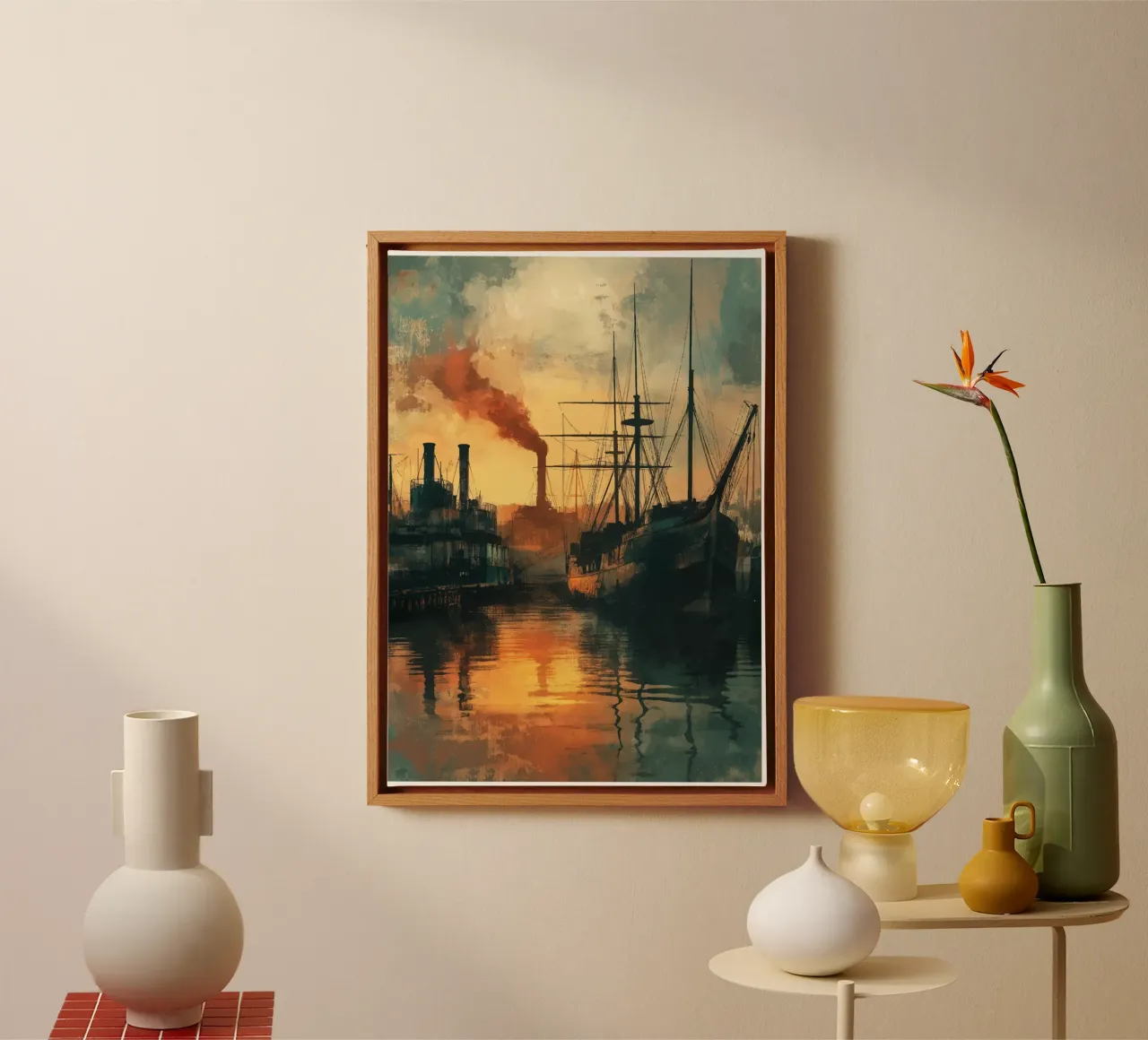 Industriële haven in het avondlicht canvas met Baklijst van pixelbull - medieval art and more