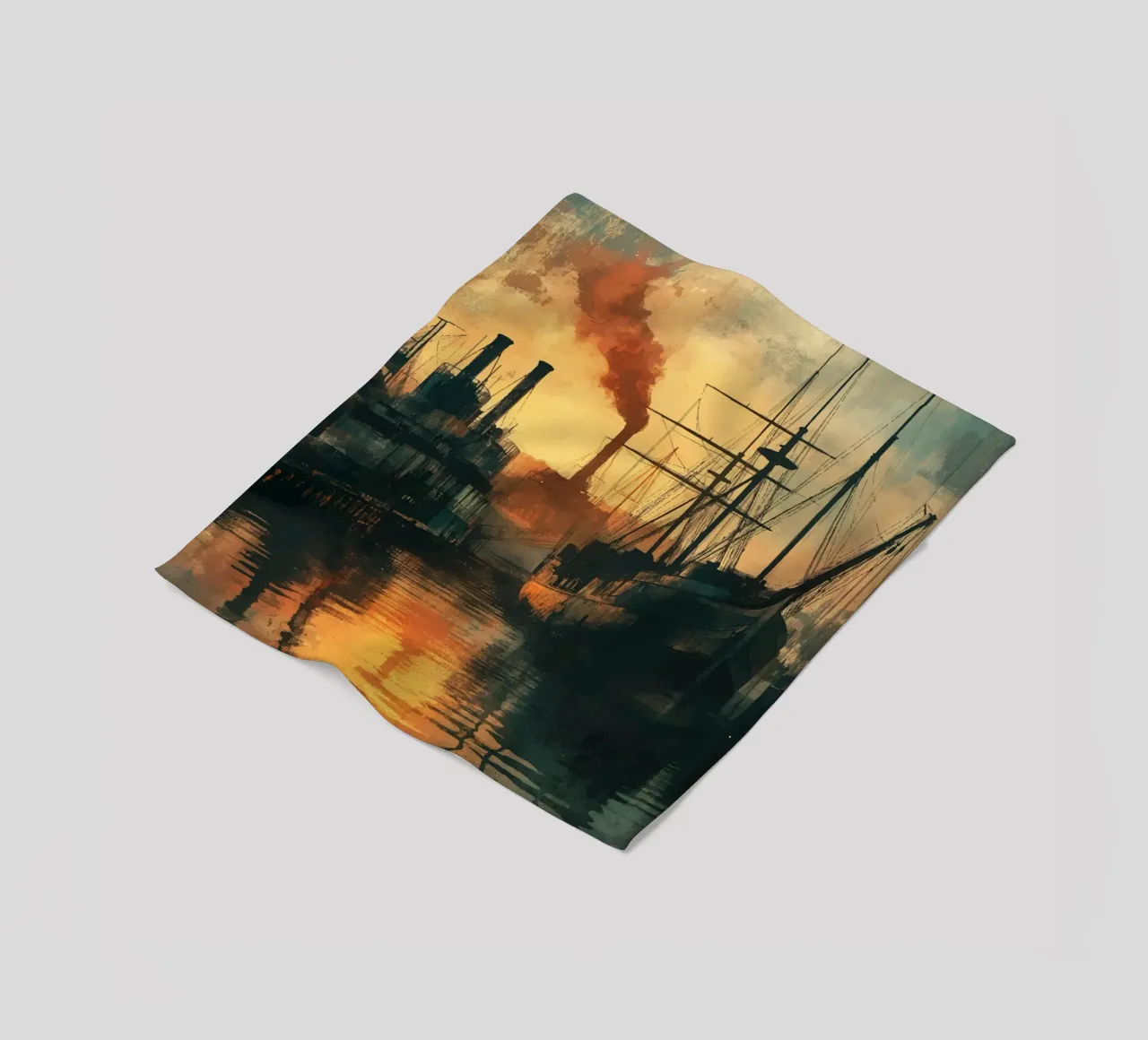 Port industriel au crépuscule plaid polaire de pixelbull - medieval art and more