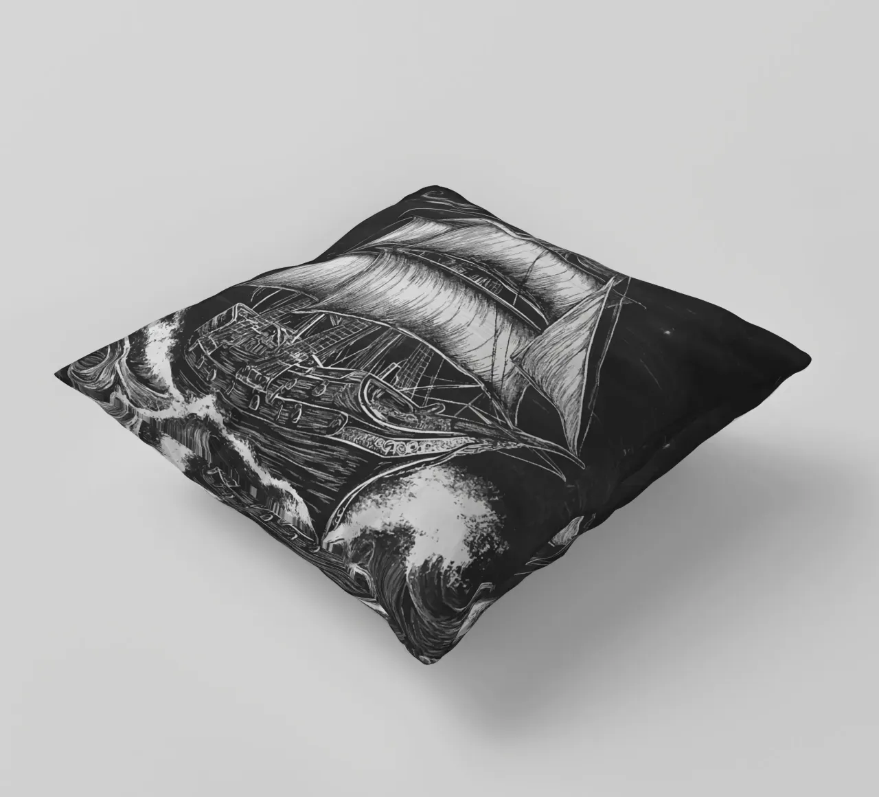 Veliero storico in un mare in tempesta cuscino da pixelbull - medieval art and more