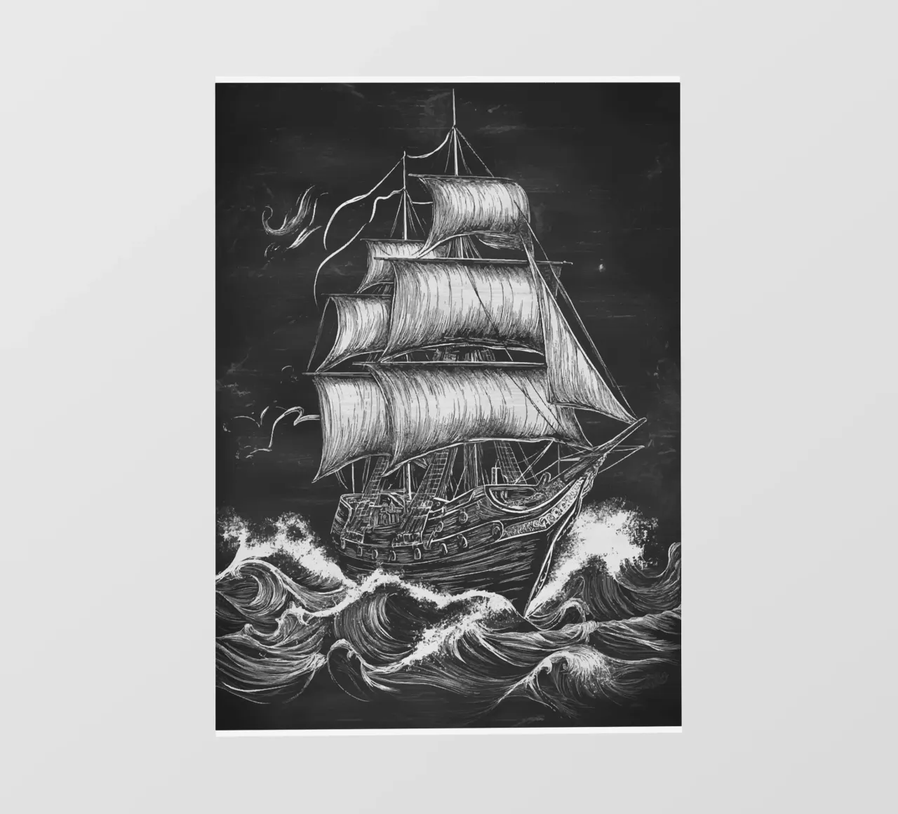 Veliero storico in un mare in tempesta pellicola backlit da pixelbull - medieval art and more