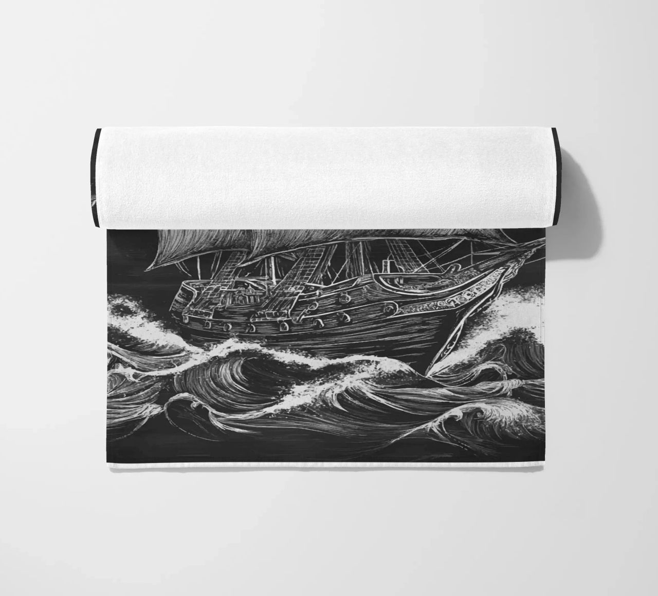 Veliero storico in un mare in tempesta telo mare da pixelbull - medieval art and more