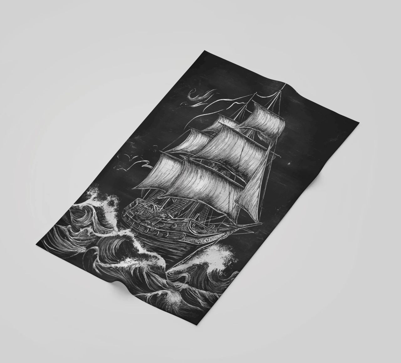 Veliero storico in un mare in tempesta telo mare da pixelbull - medieval art and more