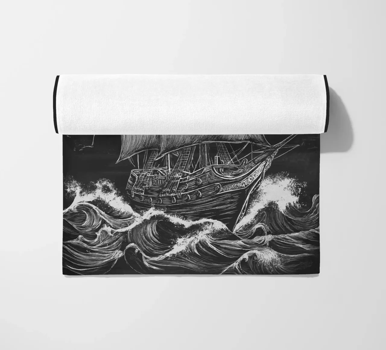 Velero histórico en un mar tempestuoso toalla de playa de pixelbull - medieval art and more