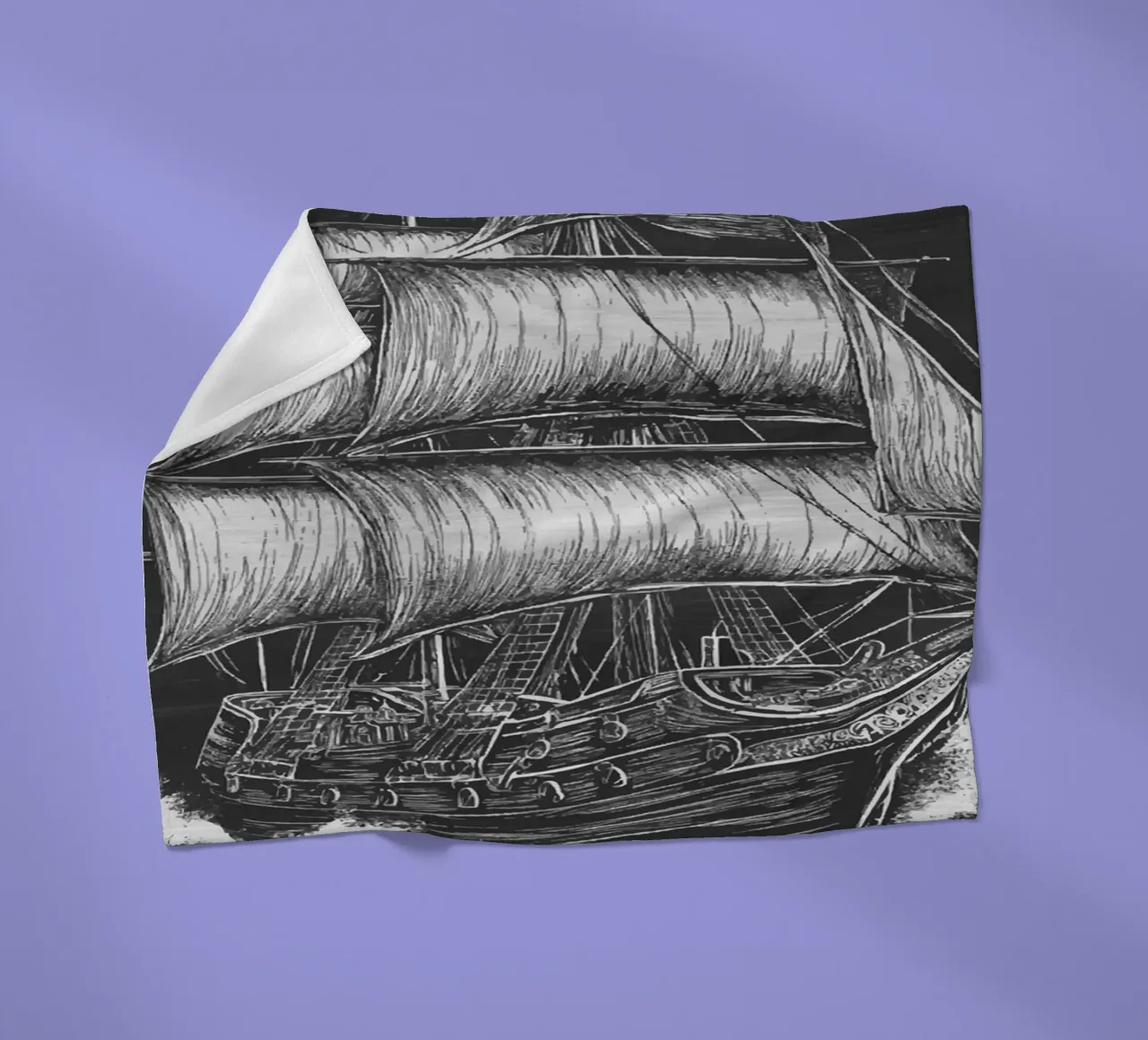 Veliero storico in un mare in tempesta coperta in pile da pixelbull - medieval art and more
