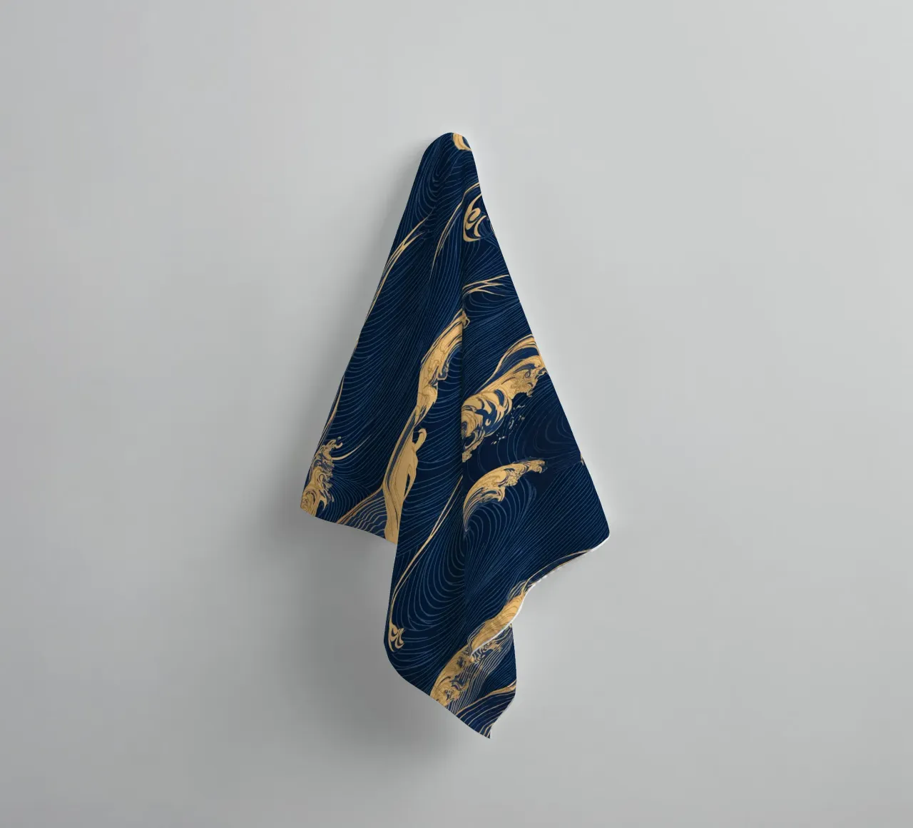 Wave pattern in gold and blue towel by pixelbull - medieval art and more