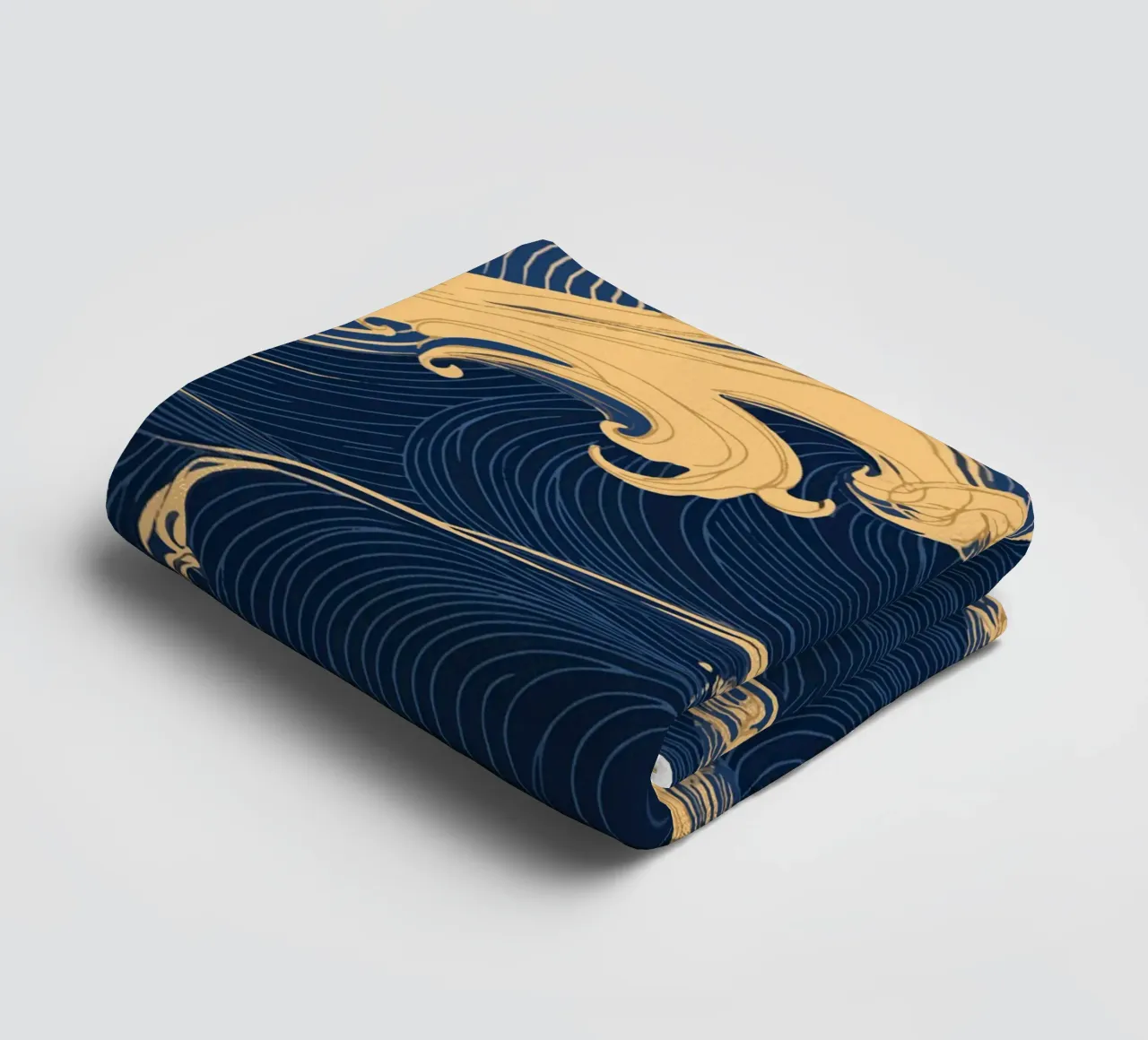 Wave pattern in gold and blue towel by pixelbull - medieval art and more