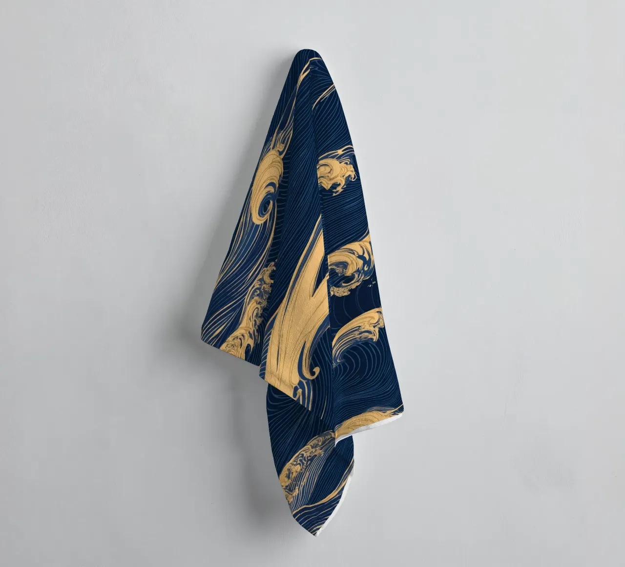 Wave pattern in gold and blue towel by pixelbull - medieval art and more