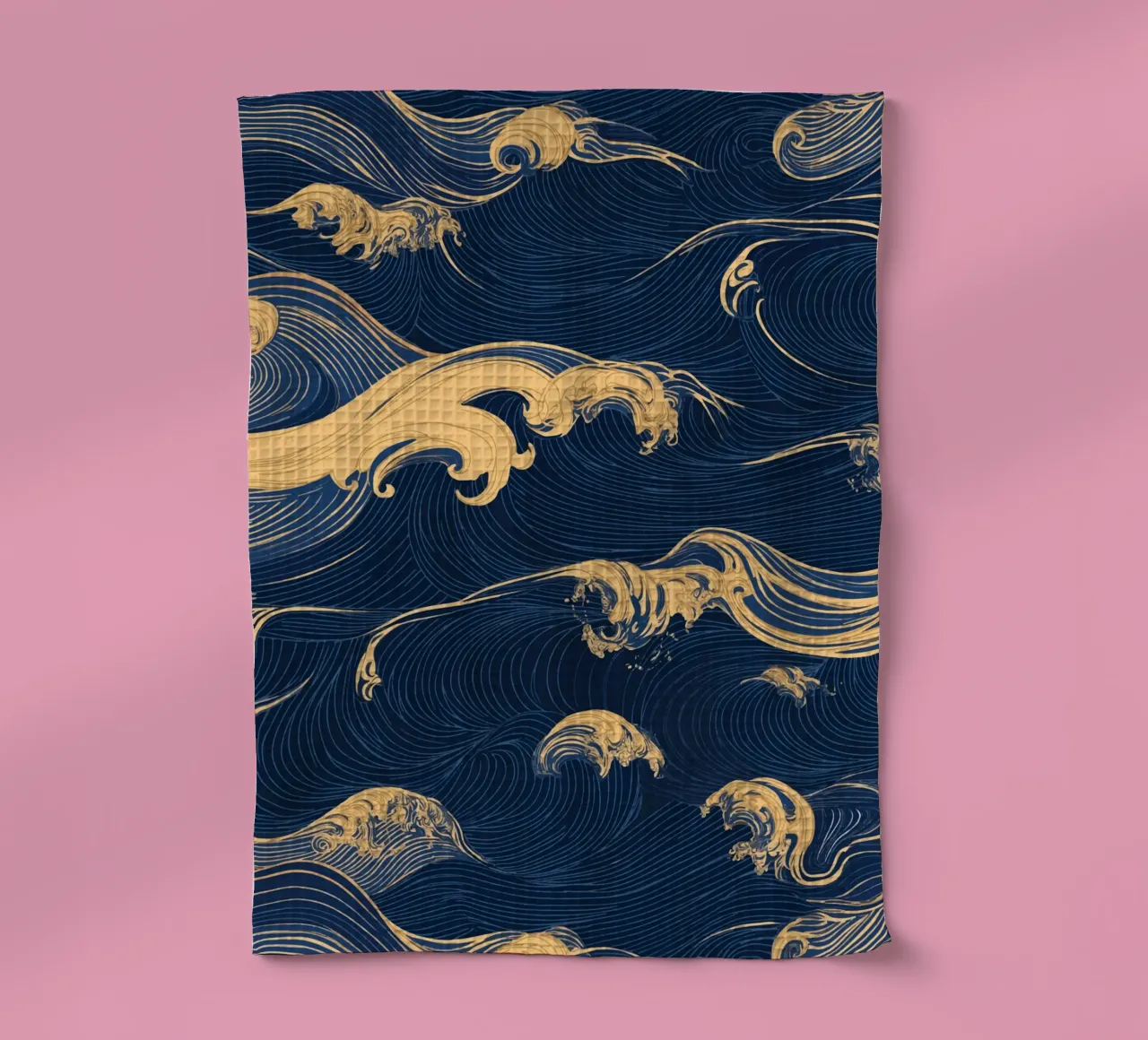 Motif ondulé en or et bleu torchon de pixelbull - medieval art and more