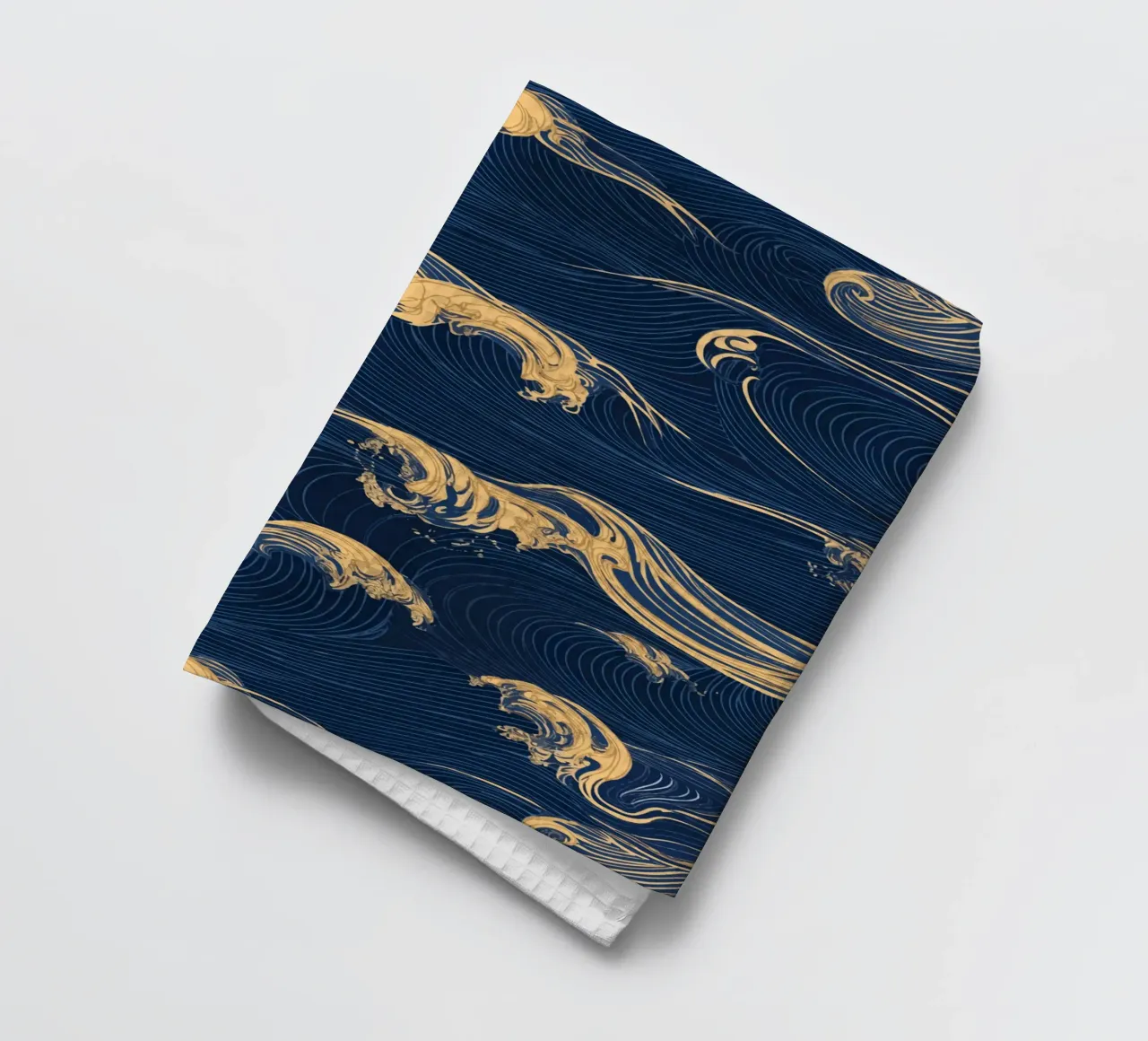 Motif ondulé en or et bleu torchon de pixelbull - medieval art and more