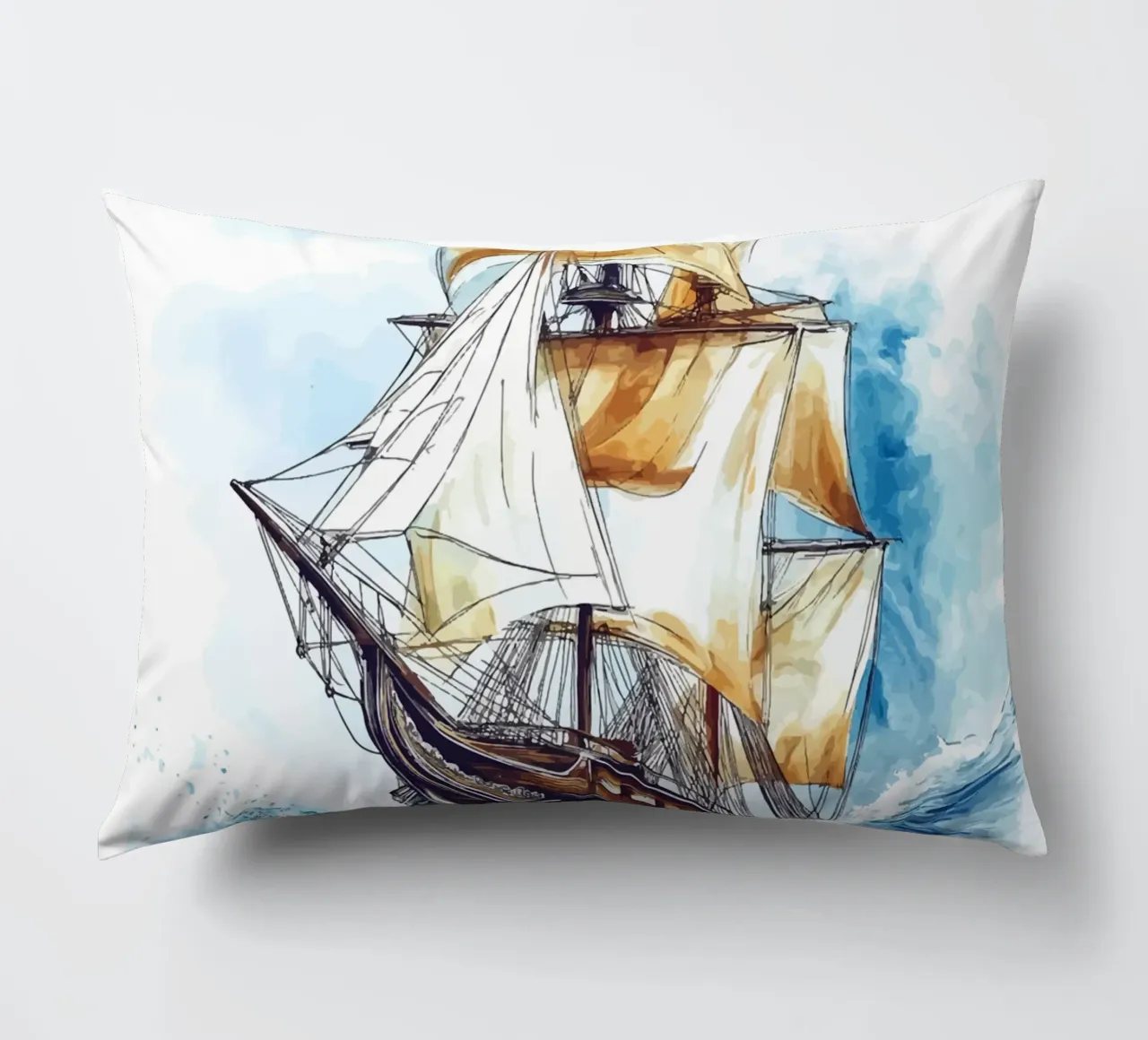 Acquerello di un veliero in mare cuscino da pixelbull - medieval art and more