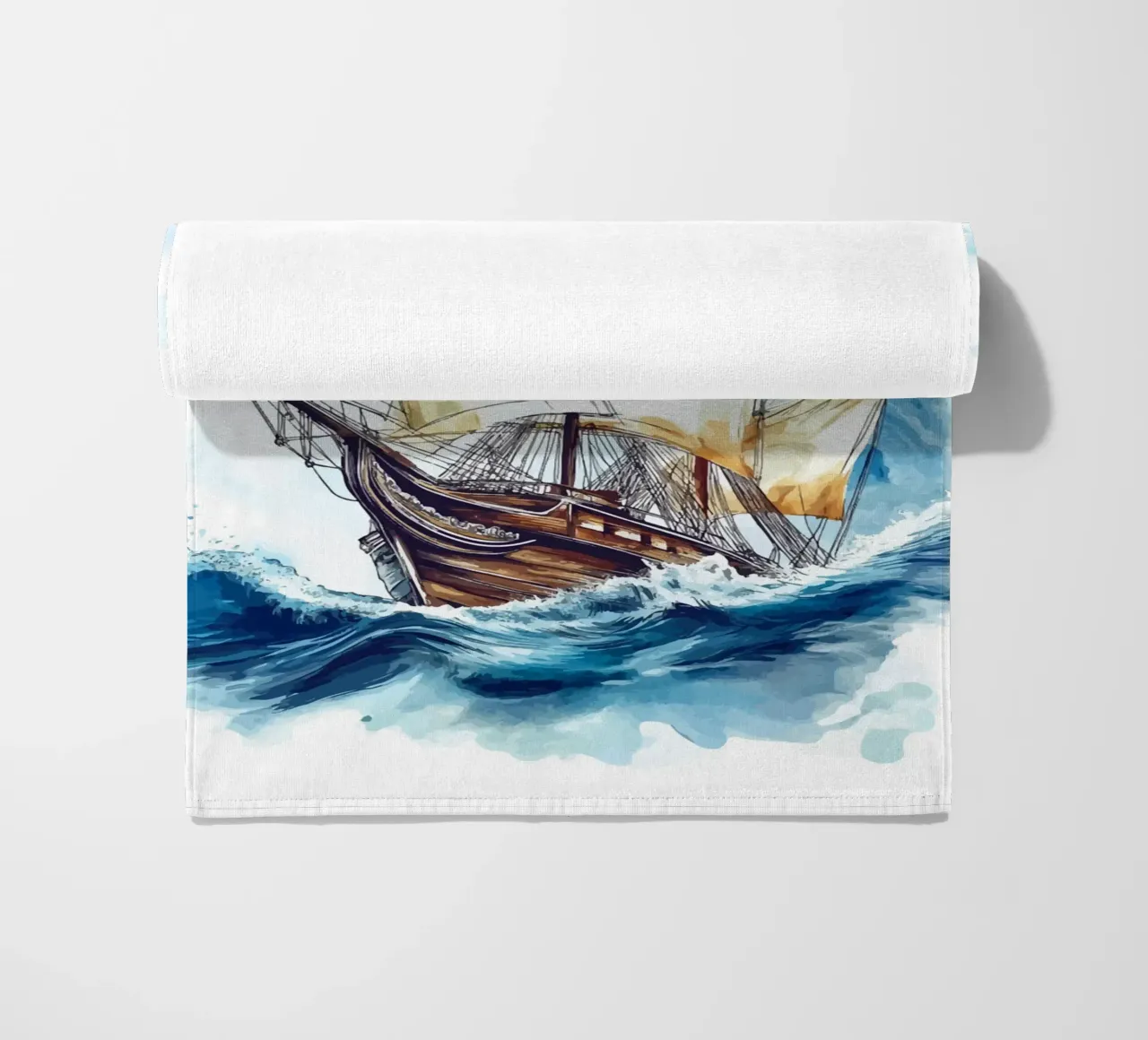 Acquerello di un veliero in mare telo mare da pixelbull - medieval art and more