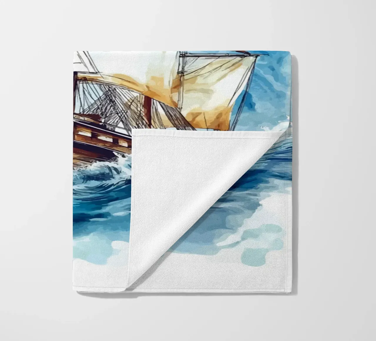 Acquerello di un veliero in mare telo mare da pixelbull - medieval art and more