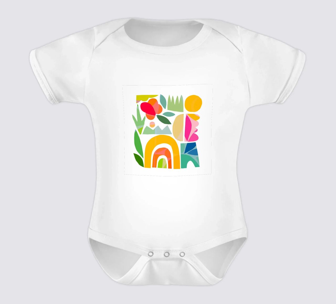 Minimal Abstract Shapes of Summer 1 • Matisse Nature Cut-Out short-sleeve baby romper by Dominique Vari