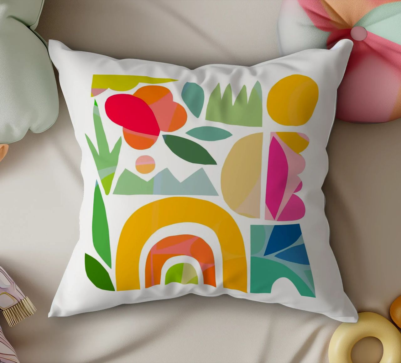Minimal Abstract Shapes of Summer 1 • Matisse Nature Cut-Out decorative cushion by Dominique Vari