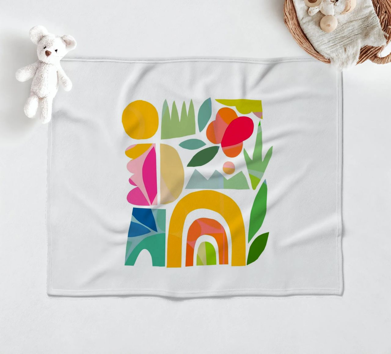 Minimal Abstract Shapes of Summer 1 • Matisse Nature Cut-Out fleece blanket by Dominique Vari
