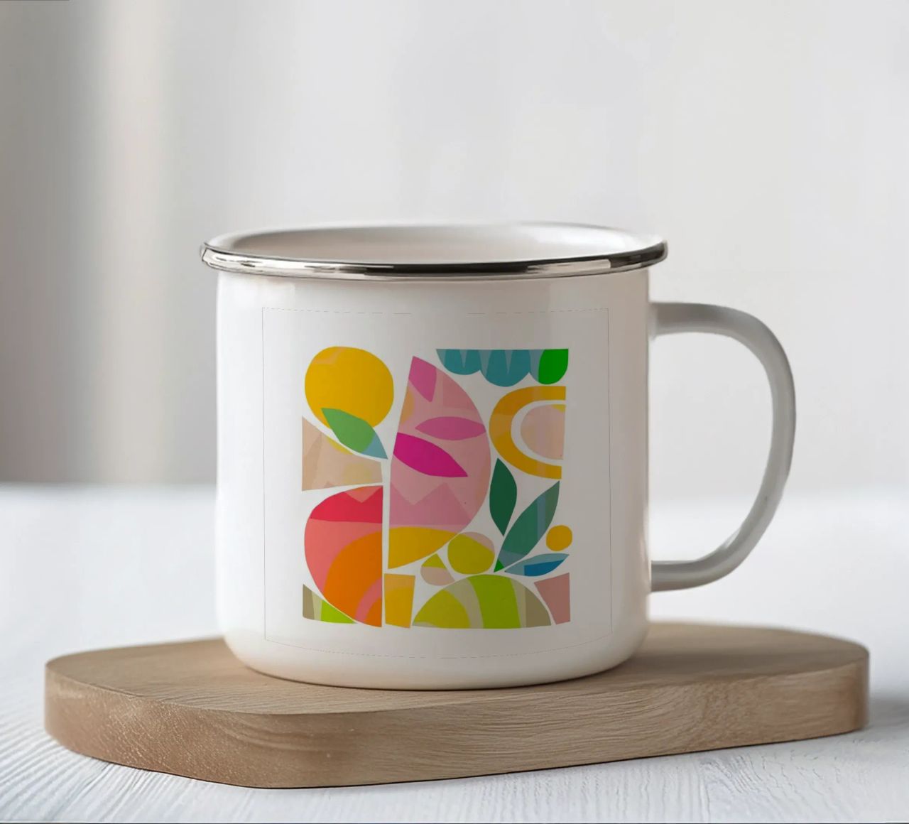 Forme colorate e minimali dell'estate 2 - Matisse Natura tazza in smalto da Dominique Vari