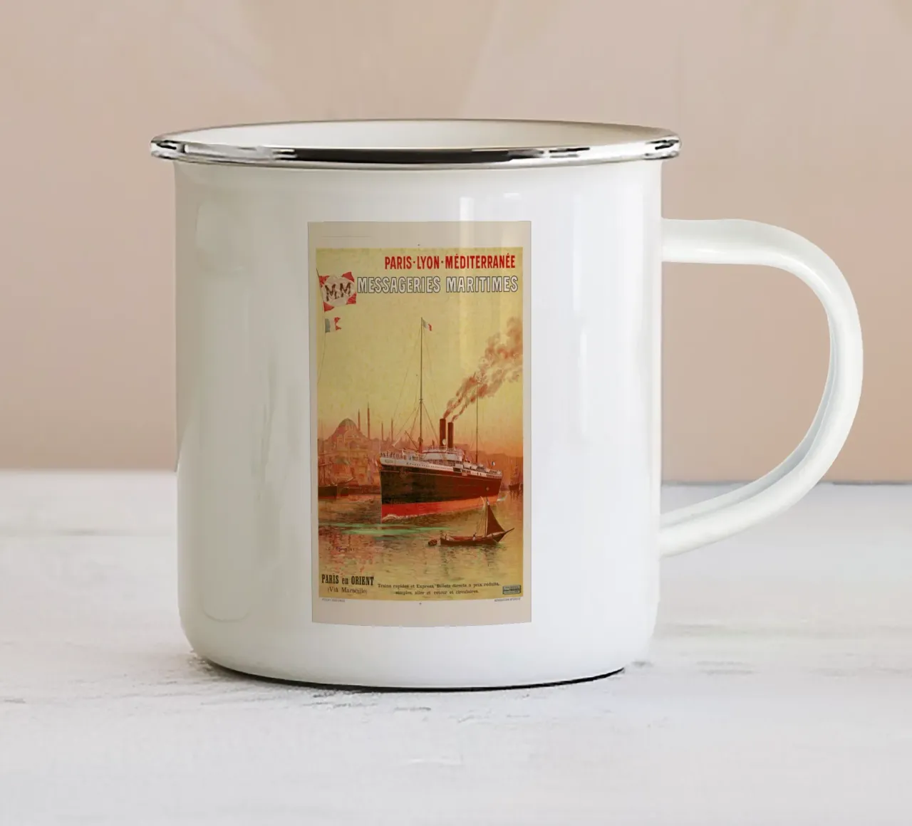 d'Alesi - Paris-Lyon-Méditerranée Messageries Maritimes tazza in smalto da ARTOTHEK