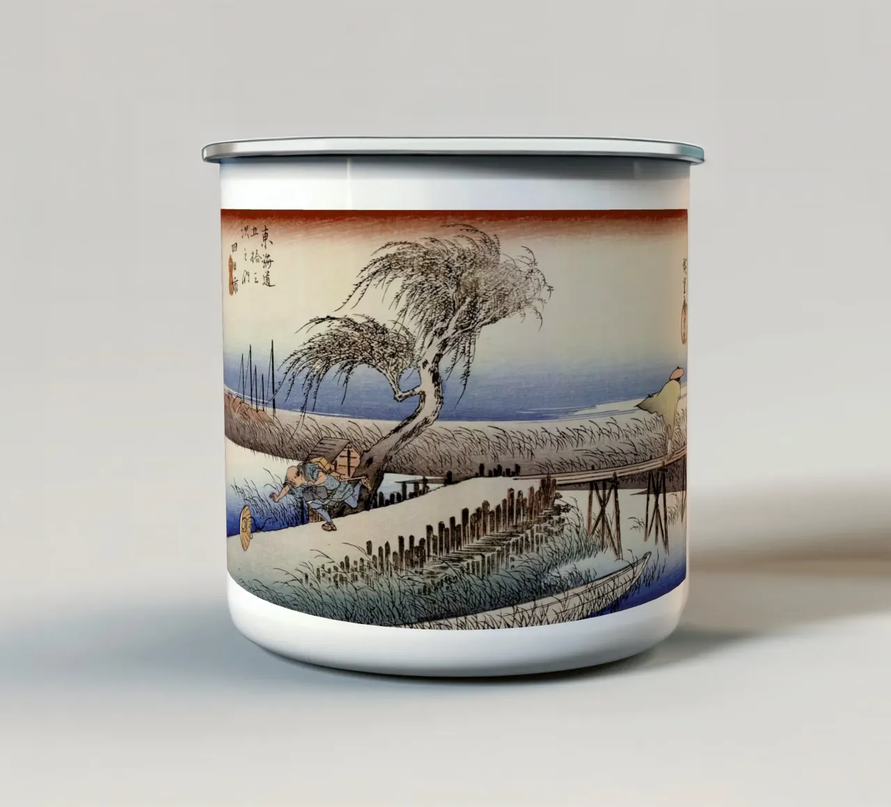 Hiroshige - Mie River Near Yokkaichi tazza in smalto da ARTOTHEK