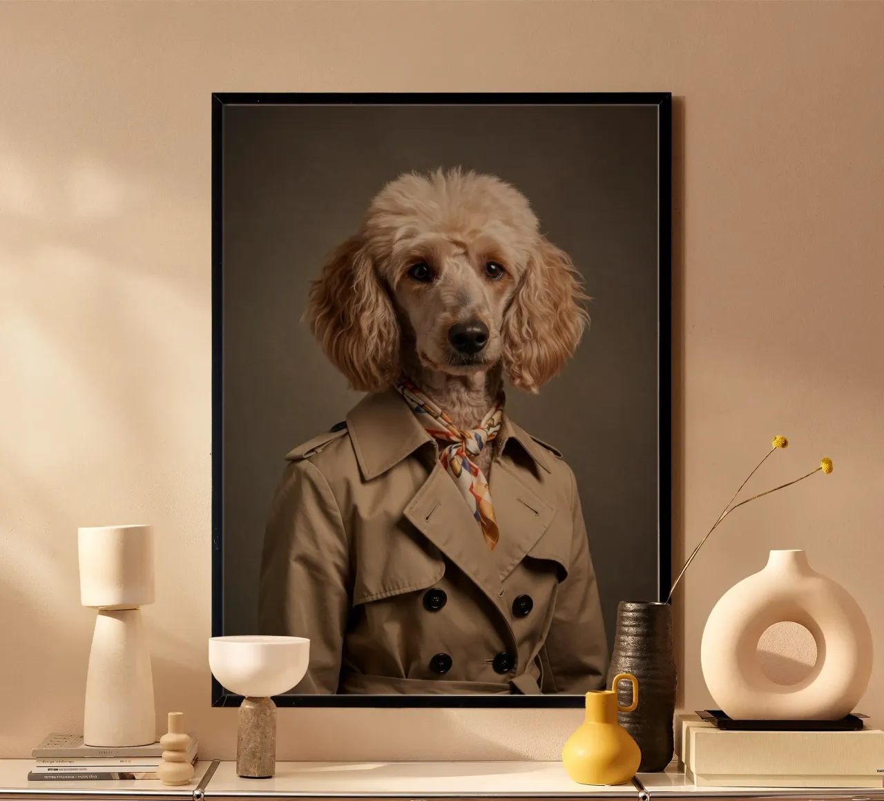 Moda Barboncino poster con telaio in legno da Pawtrait Studio
