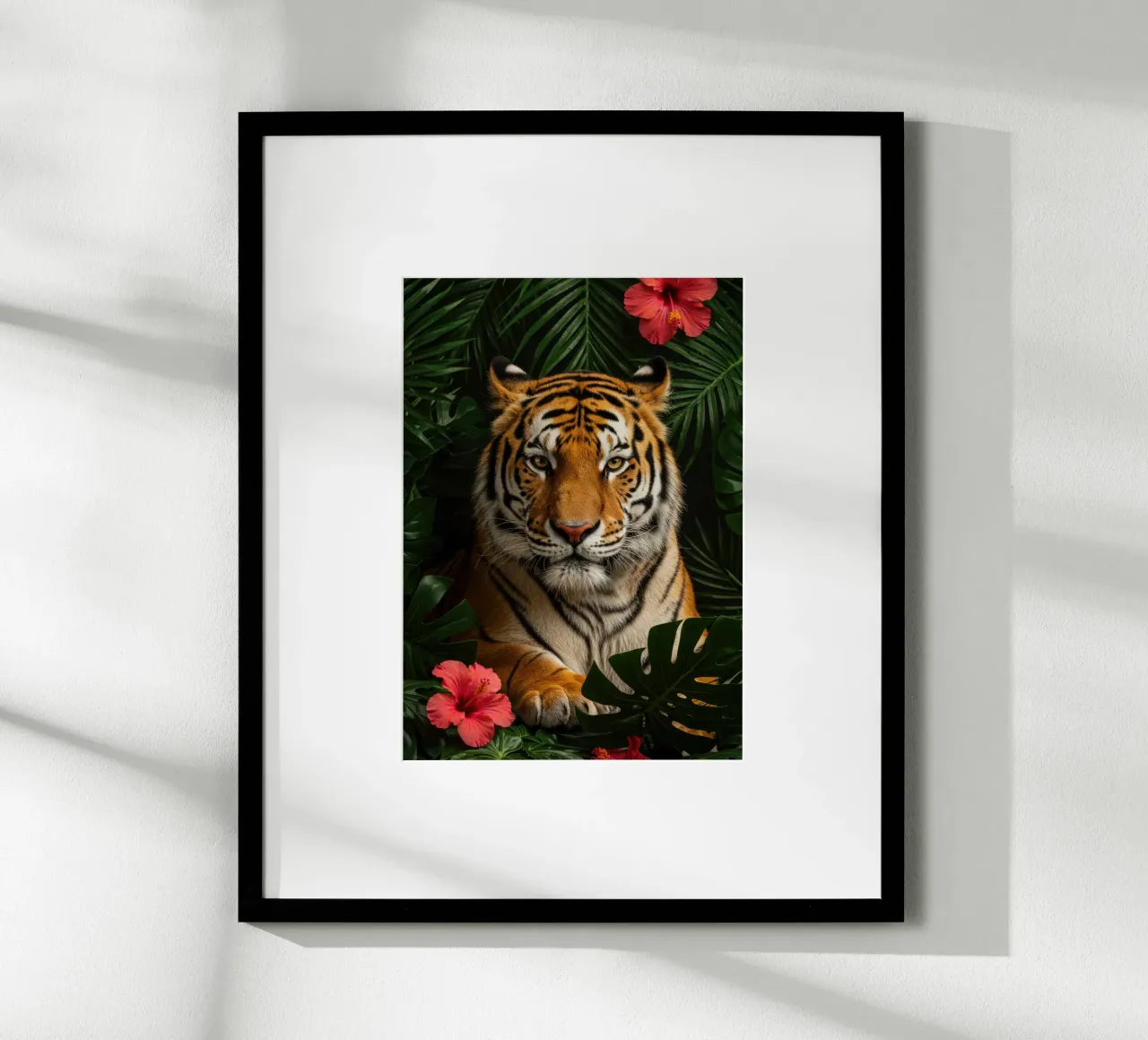 Tigre botanica poster con telaio in plastica da Pawtrait Studio