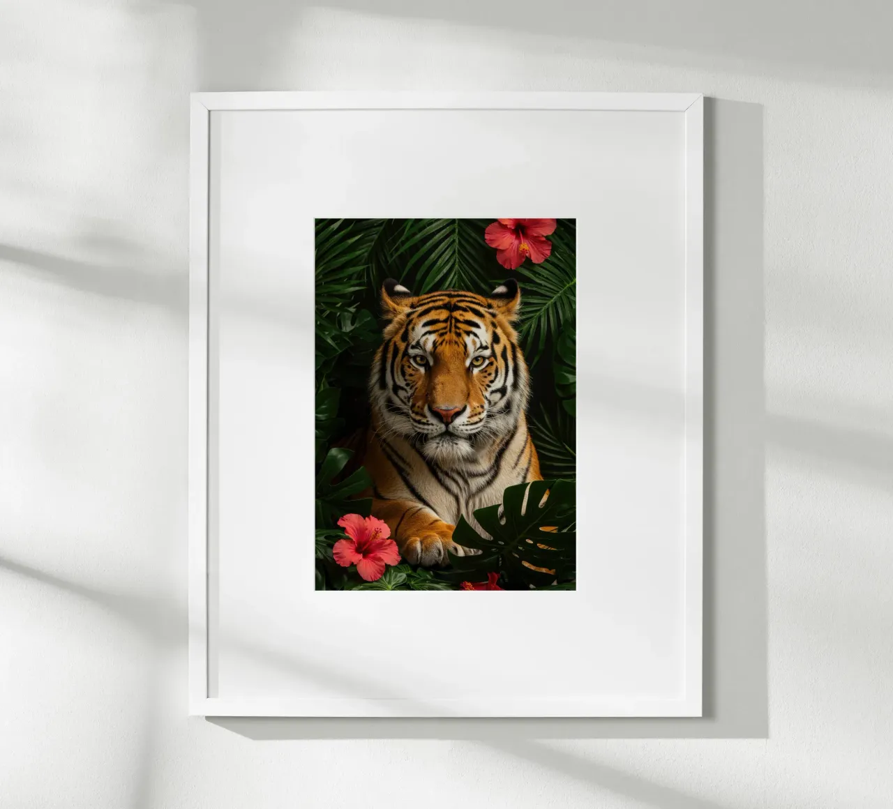 Tigre botanica poster con telaio in plastica da Pawtrait Studio