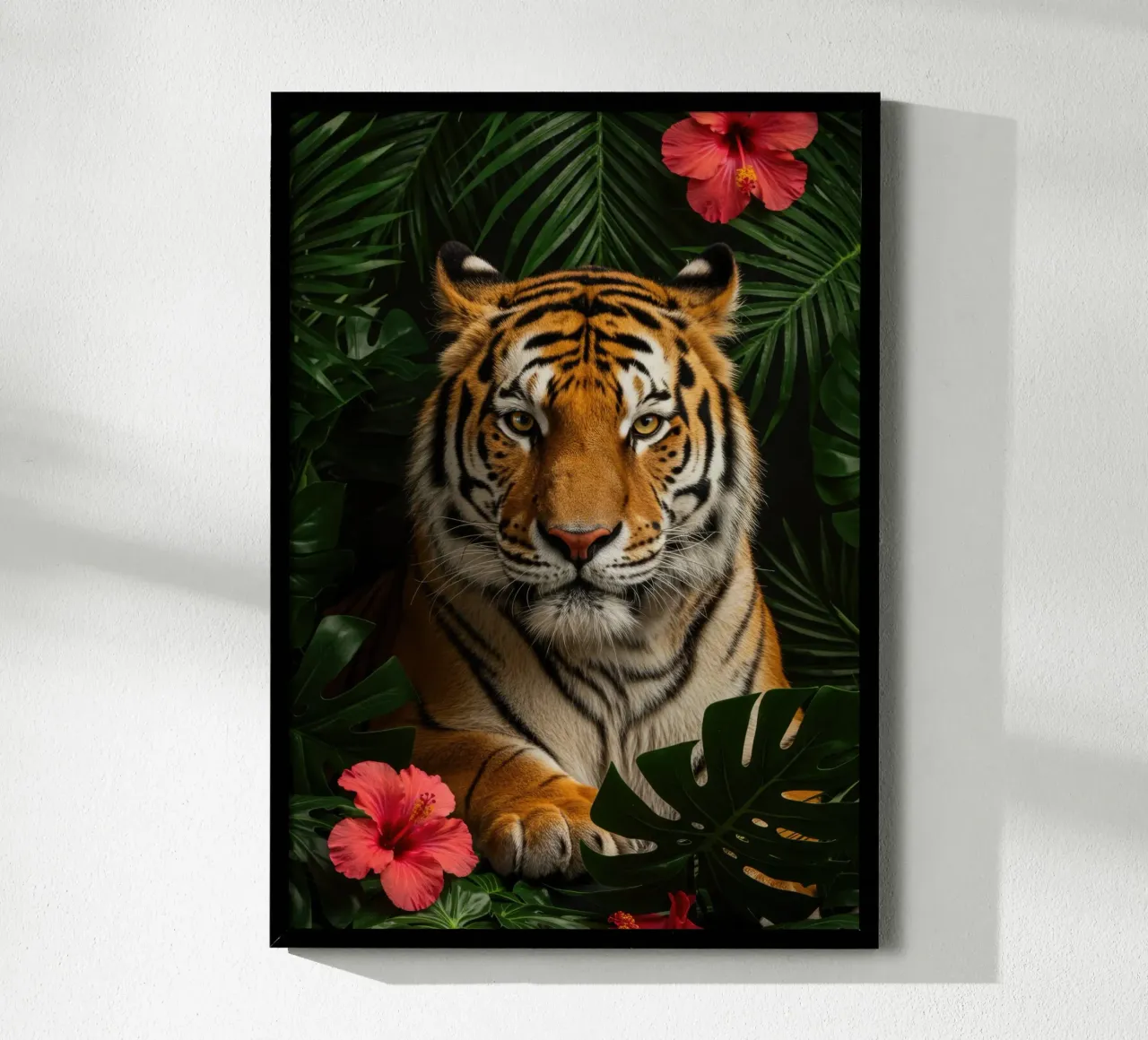 Tigre botanica poster con telaio in plastica da Pawtrait Studio