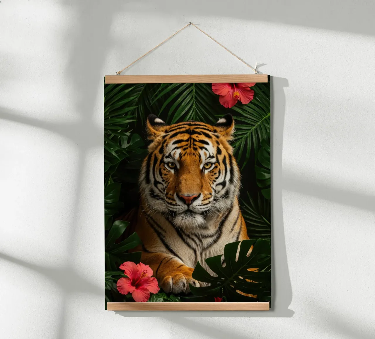 Tigre botanica poster con telaio in plastica da Pawtrait Studio