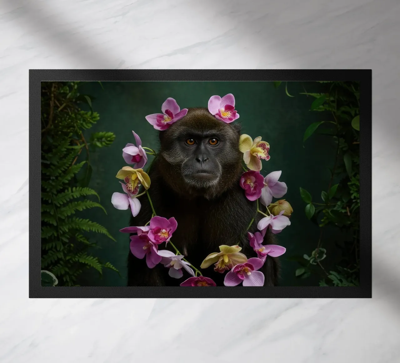 Botanical Monkey doormat by Pawtrait Studio