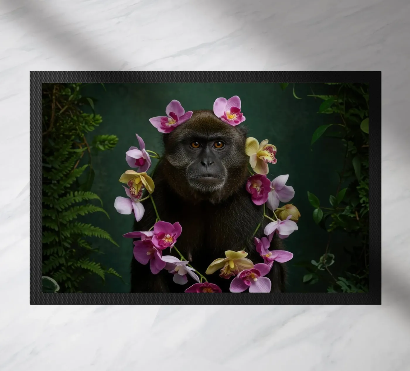 Botanical Monkey doormat by Pawtrait Studio