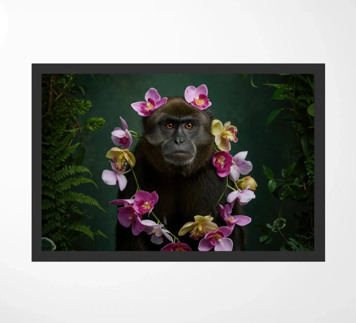 Botanical Monkey doormat by Pawtrait Studio