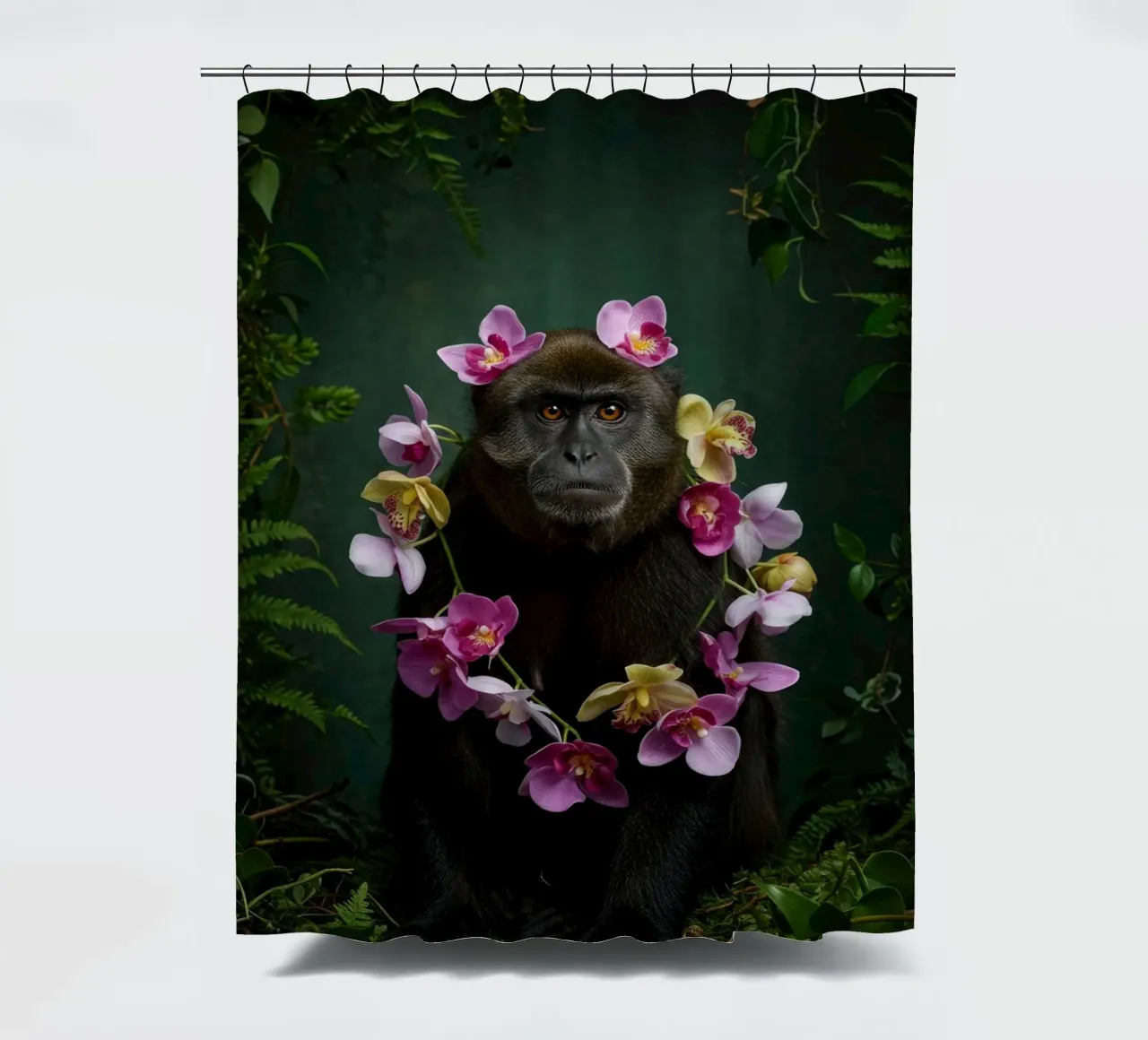 Botanischer Affe Duschvorhang von Pawtrait Studio