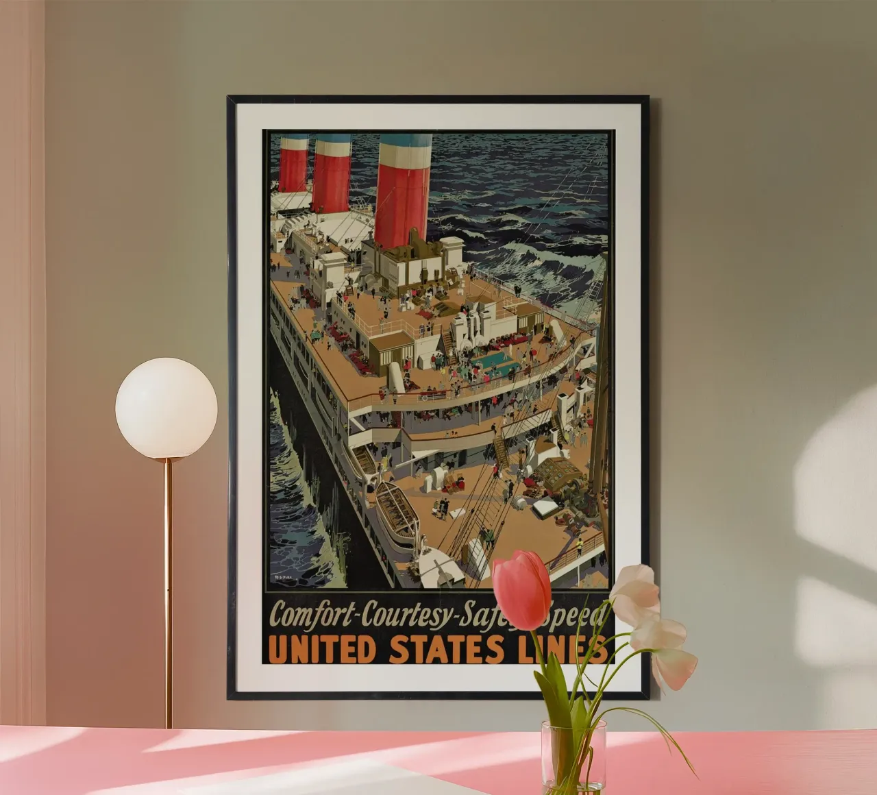 Pike - Poster Advertising United States Lines poster con telaio in plastica da ARTOTHEK