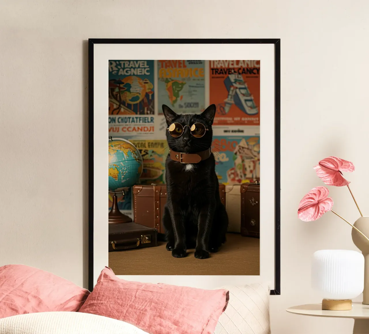 Gatto elegante poster con telaio in alluminio da Pawtrait Studio