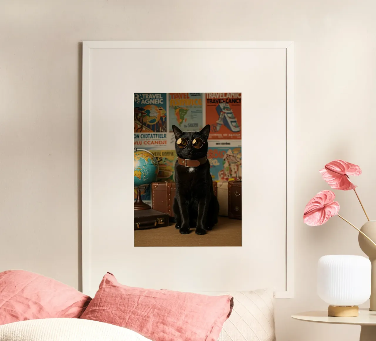 Gatto elegante poster con telaio in alluminio da Pawtrait Studio