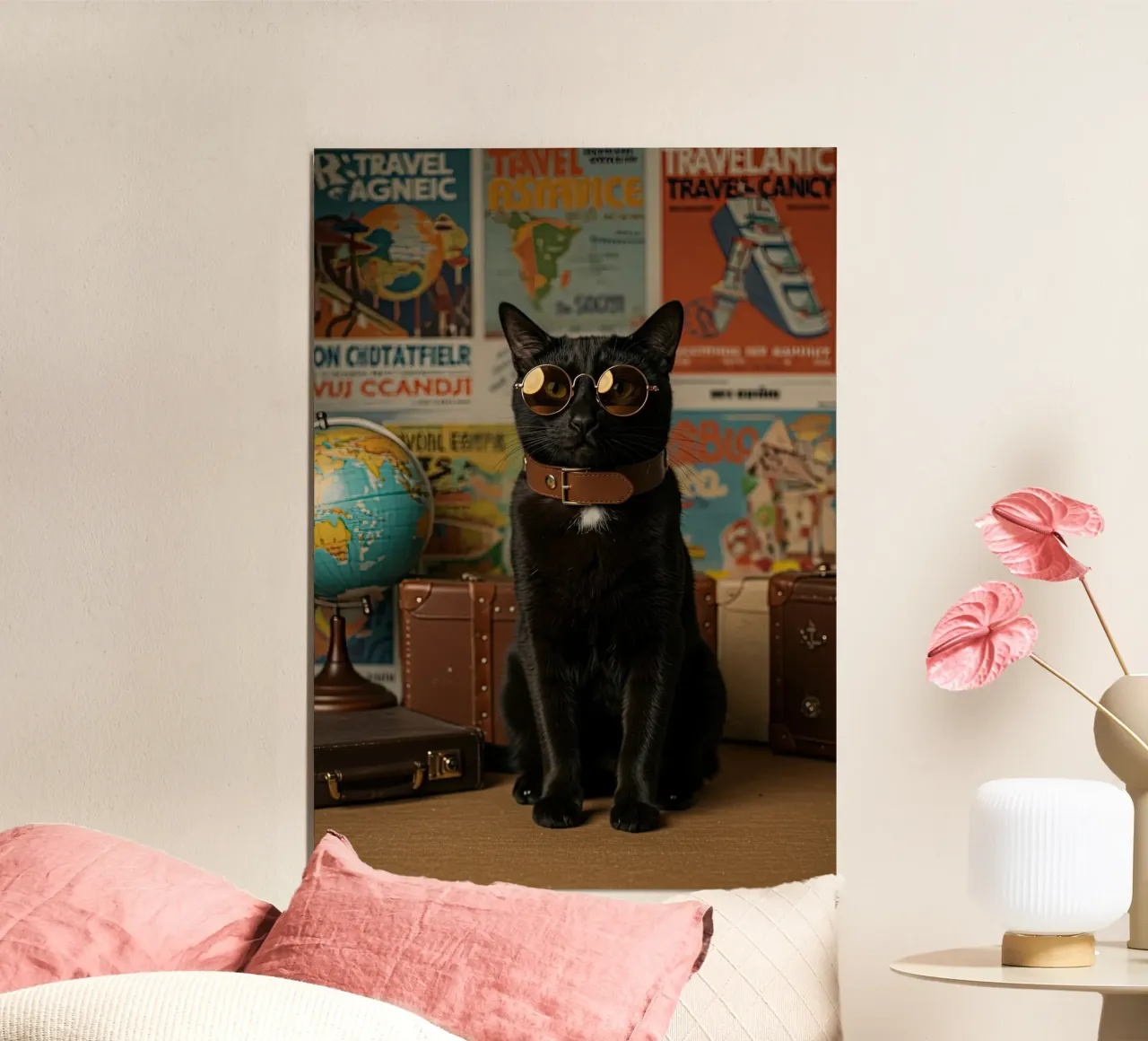 Gatto elegante poster con telaio in alluminio da Pawtrait Studio
