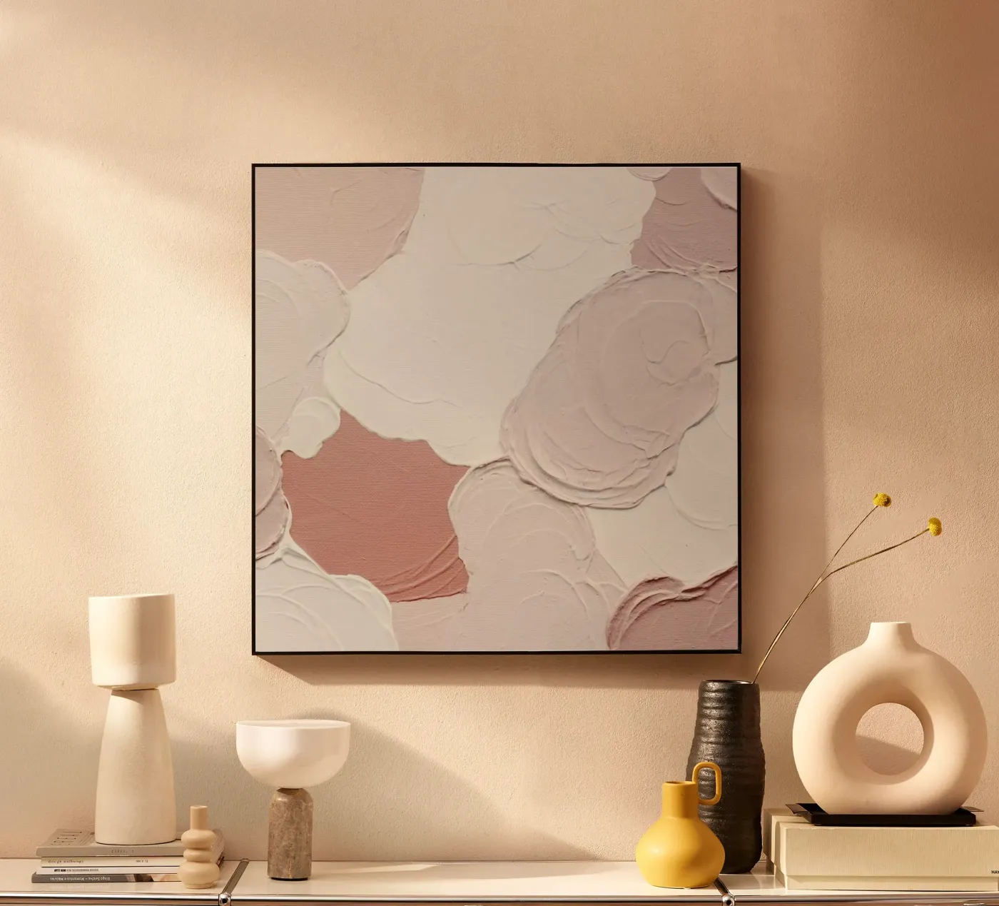 Cloudy Pink Abstract acryl van Ingrid Beddoes