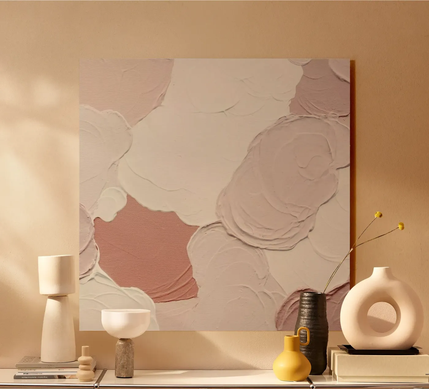 Cloudy Pink Abstract acryl van Ingrid Beddoes